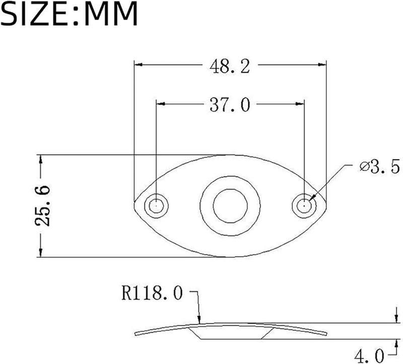 Metal 1/4" Oval Guitar Input Jack Output Plate Jackplate Socket for Fender Strat Tele (Black) Black