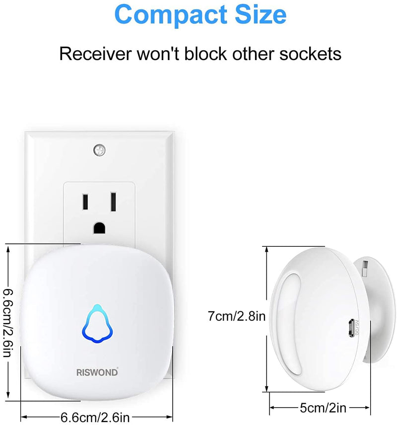 [AUSTRALIA] - Wireless Motion Sensor Door Chime: Business Entry Doorbell Indoor Motion Detector Alarm Buzzer Store Entrance Alert Bell (1000Ft Range, 32 Tunes, 5 Level Volume) 1 sensors 2 Receiver 2 Rreceivers 1 Sensor 