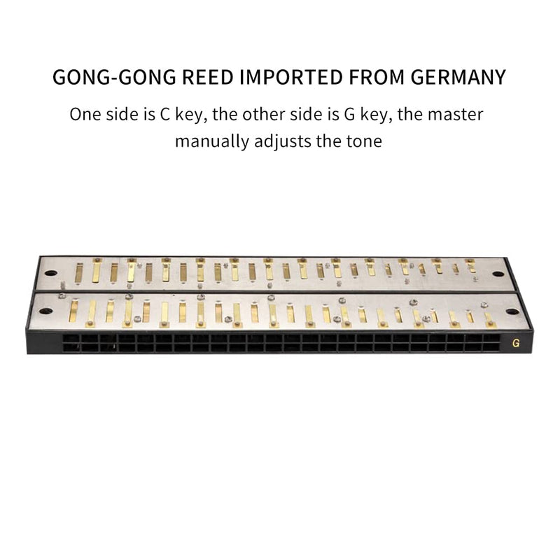 [AUSTRALIA] - Selected Reeds 24Holes Double-sided Double-tone Harmonica, Advanced C-tone G-tone Polyphonic Harmonica for Beginners, Adults and Students with Wooden Box (24holes) 