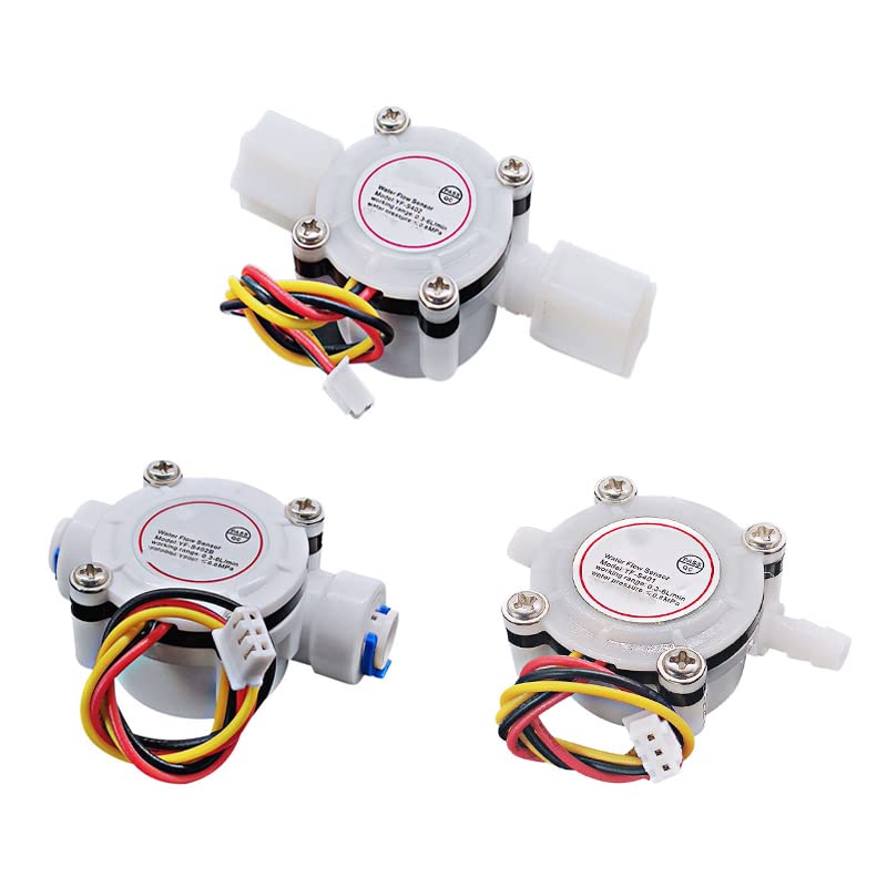 0.3-6L/min Water Flow Sensor, 1/4" Switch Hall Effect Flow Meter Liquid Meter Meter for Water Heater and Coffee Machine, YF-S402B