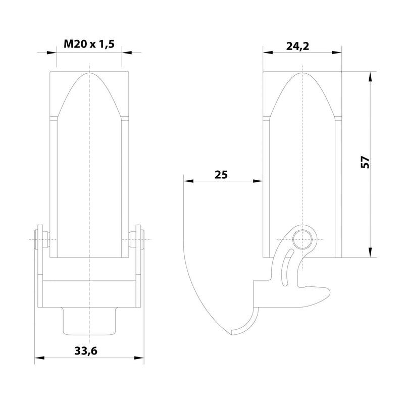 19200031750 Harting Han 3A Coupling Housing 1 x M20 Straight Cable Outlet with 1 Bracket