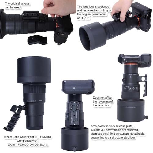 Metal Tripod Mount Ring Stand Lens Collar Base Replacement Foot Compatible with Sigma 500mm F5.6 DG DN OS Sports & 70-200mm F2.8 DG DN OS Sports, Support Bracket is Arca-Swiss Fit Quick Release Plate
