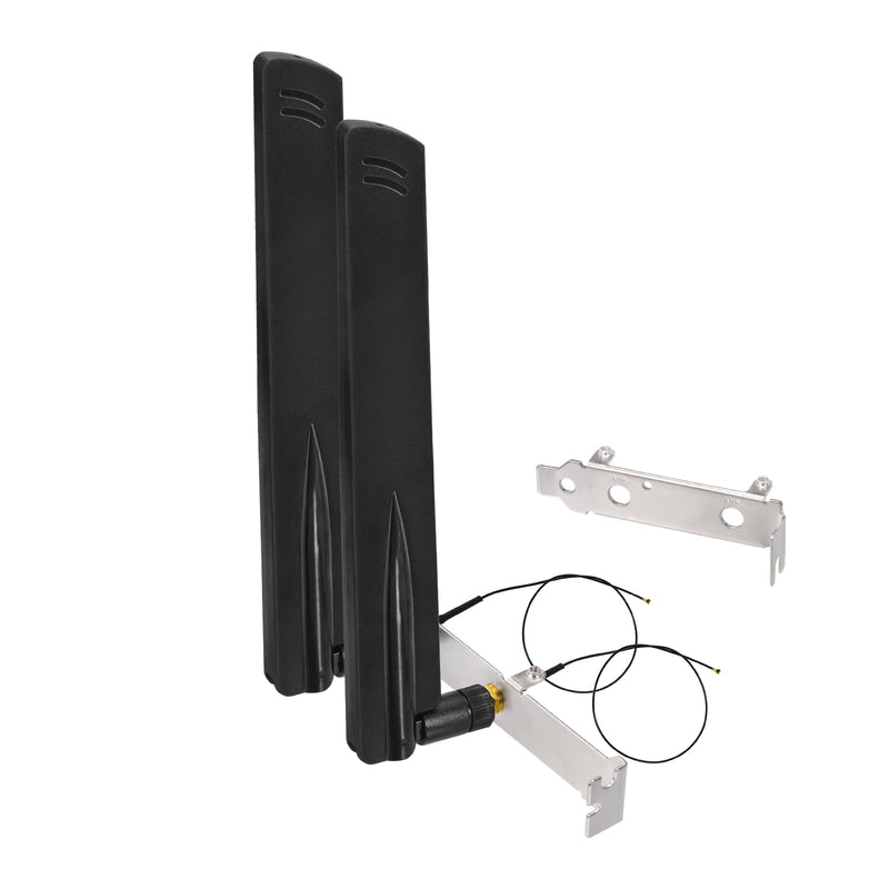 Eightwood Tri-Band WiFi 6 6E Antenna Kit for M.2 NGFF WiFi Card | 2.4GHz 5GHz 6GHz RP-SMA Male Antenna with 10in RP-SMA Female to M.2 WiFi Card Coax Cable and PCI Slot Bracket