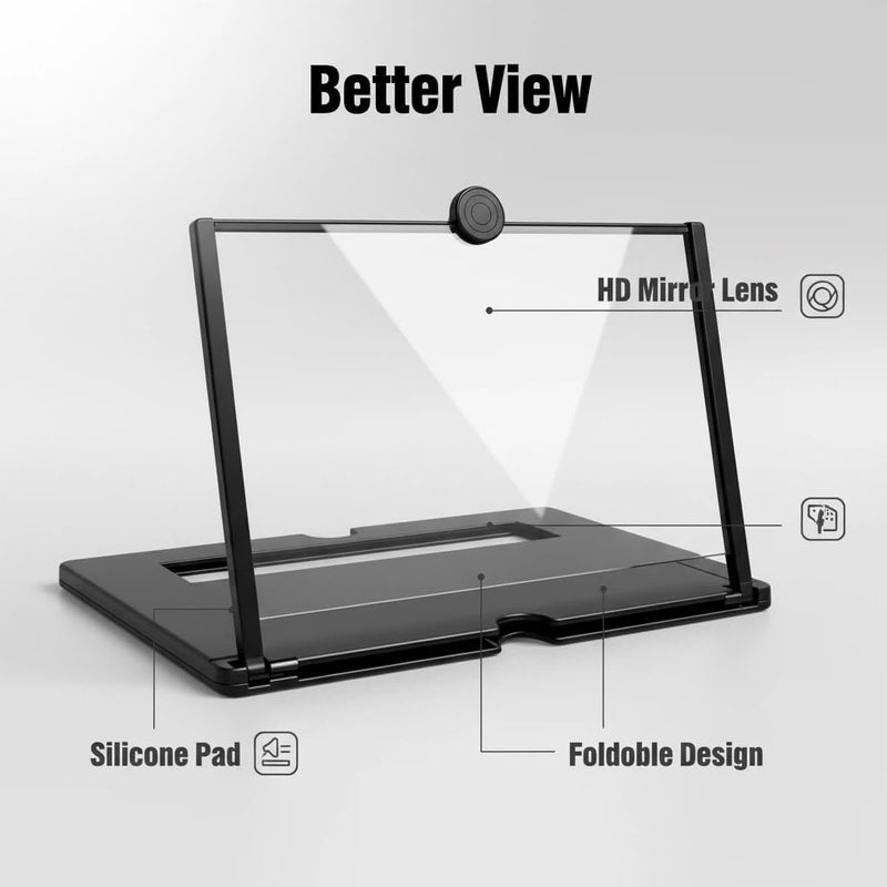 Ultra-Thin Phone Screen Magnifier, HD Foldable Desktop Stand for Movie Video Watching, Multi-Size Portable Mobile Screen Enlarger Black 12 Inch