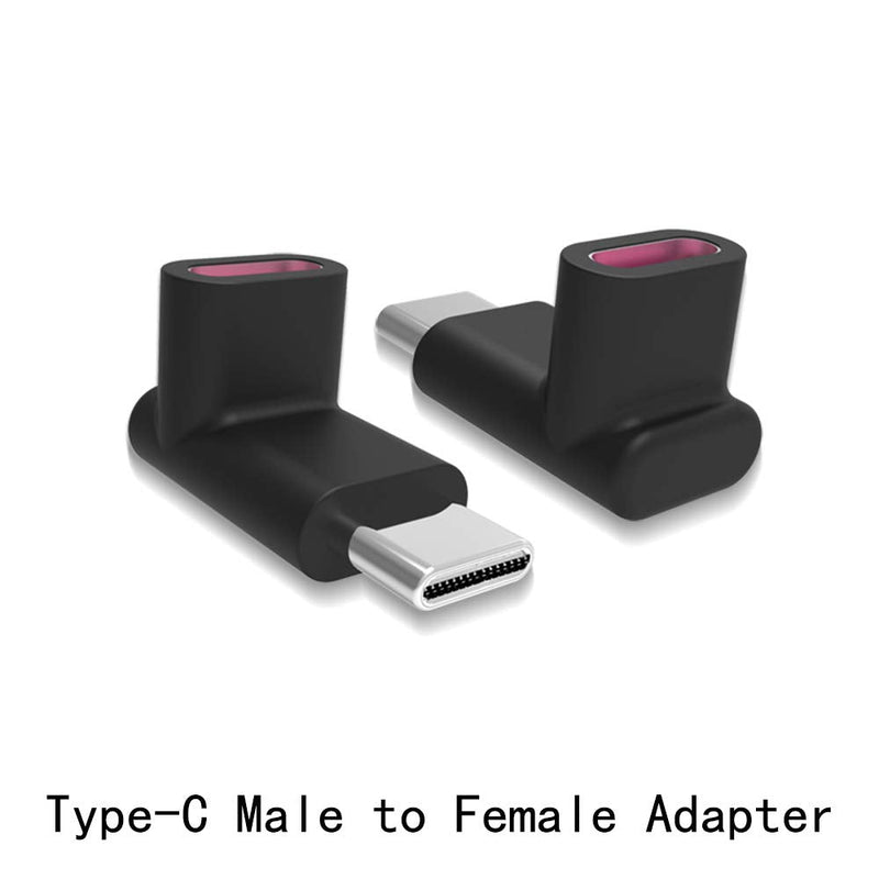 90 Degree Right Angle Type-C Male to Type-C Female Adapter,2-Pack,up and Down 90 Degree Type-c Plug to Jack Expansion Adapter is Suitable for Notebook Computers, Tablet Computers and Mobile Phones
