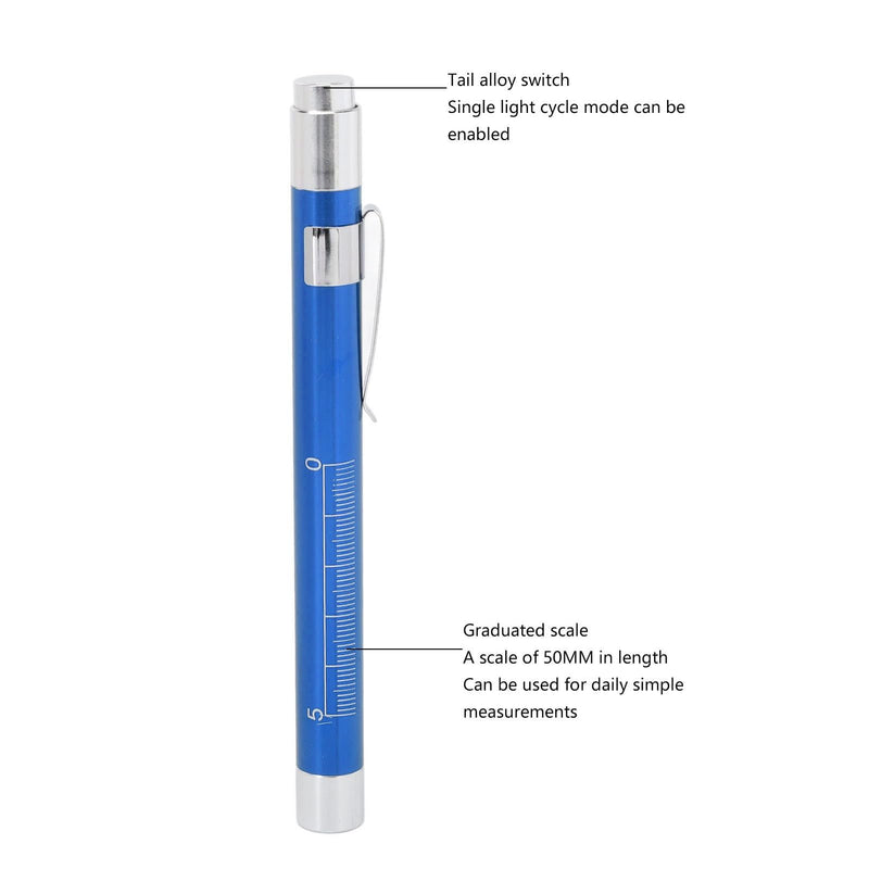 YUYTE Pen Light with Pupil Gauge, LED Pen Light, Yellow Lighting, Concave Head, Aluminium Alloy, Medical Pen Light with Pupil Gauge, for Ear, Nose, Throat (Blue)