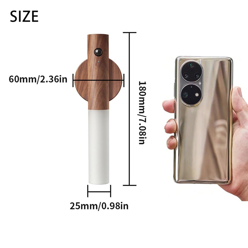 [AUSTRALIA] - LANDGOO Wooden Motion Sensor Lights Indoor, Magnet Body Hallway Rechargeable LED Wireless Battery Operated Wall Sconce, Portable Decor Torch Night Lighting for Bedroom (Walnut Wood 2PCS) Small Walnut Wood 2ps 