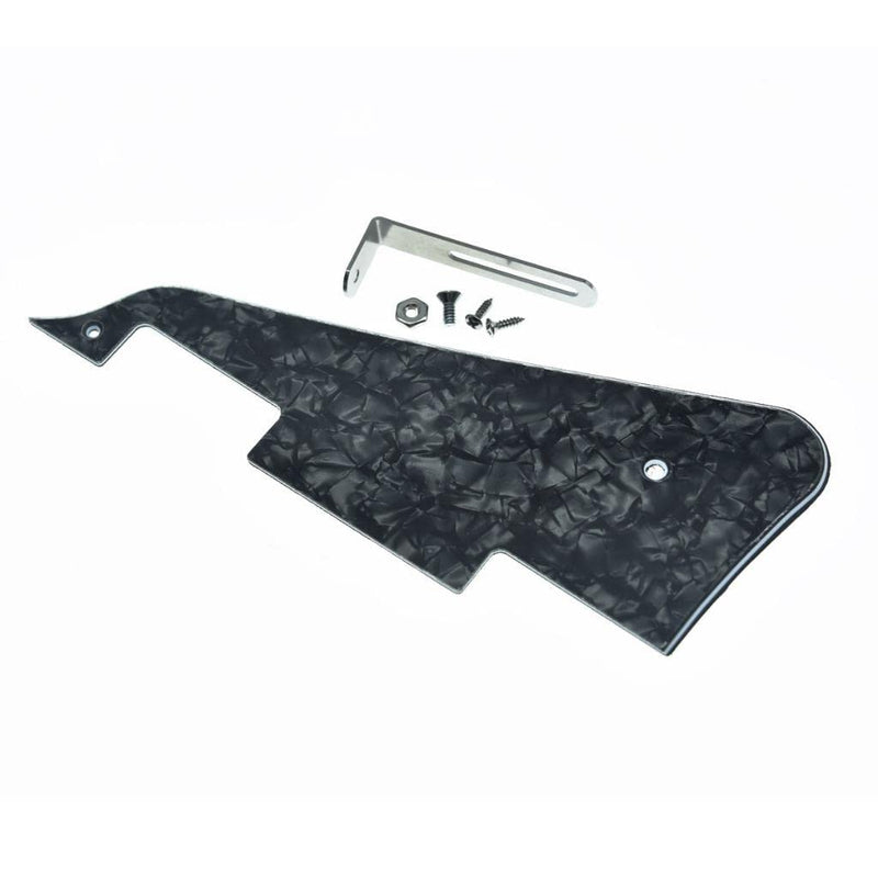 KAISH Black Pearl LP Guitar Pickguard with Chrome Stainless Steel Bracket and Steel Mounting Screws for USA Les Paul Chrome Bracket