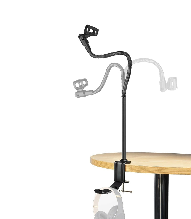 Wave 3 Microphone Arm Stand, 24 Inch Clamp Mount Swivel Holder With Headphone Hook Compatible With Elgato Wave 3, DX USB Microphones - Mic Stand With 1/4 Thread, Clip and 3/8, 5/8 Adapter