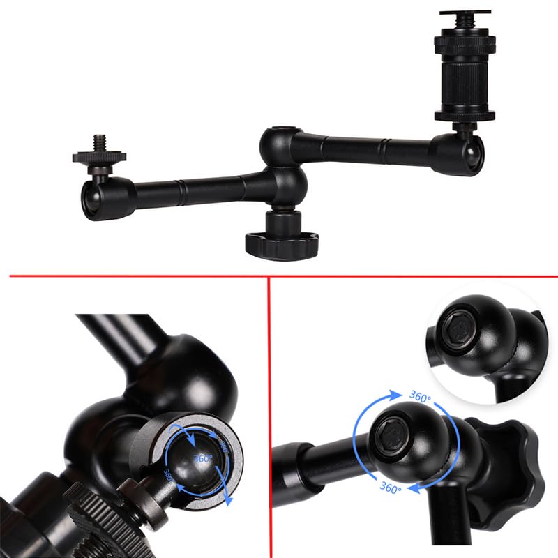 [AUSTRALIA] - HuaerHui 11 Inch Adjustable Articulating Friction Magic Arm with 1/4" Thread Screw and Hot Shoe Mount Adapter for DSLR Camera Rig/Camcorder/LCD Monitor/LED Lights/Flash Light/Microphone 