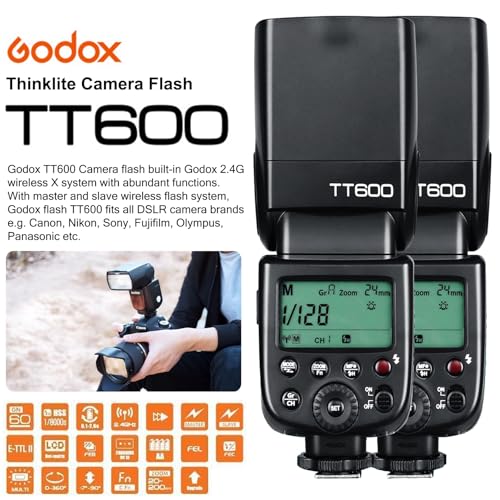 Godox TT600 2.4G Wireless Flash Speedlite Master/Slave Flash with Built-in Trigger System Compatible for Canon Nikon Pentax Olympus Fujifilm Panasonic (TT600)