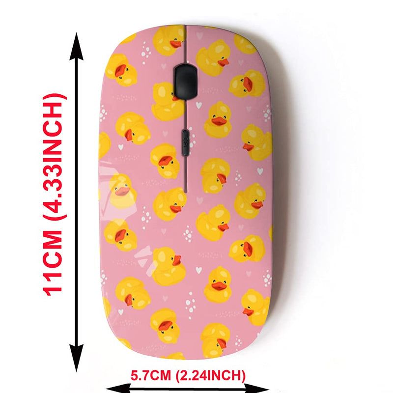 2.4G Wireless Mouse with Cute Pattern Design for All Laptops and Desktops with Nano Receiver - Yellow Rubber Duck