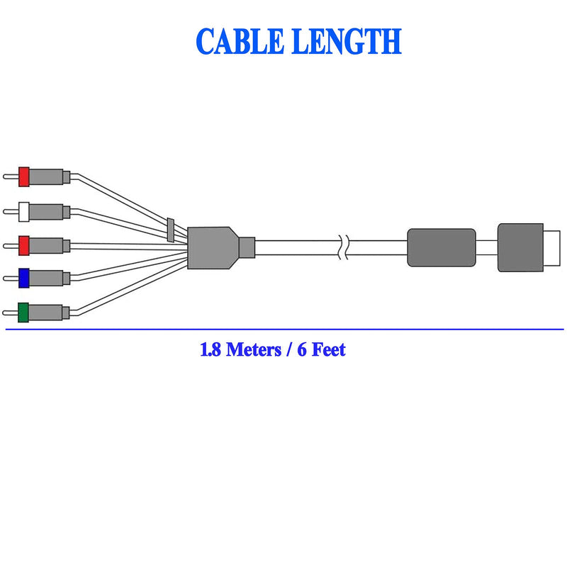 6Ft Component HD AV Cable for PS2/PS3/PS3 Slim HDTV-Ready 5-Wire TV Cables-1 Pack 1