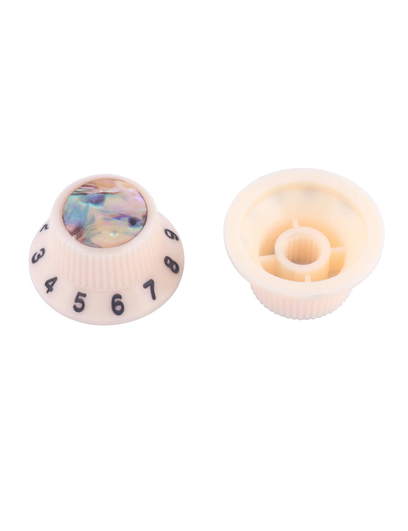Guitar Knobs Abalone Top Speed Control Knobs 6mm Shaft Pots Volumn Tone Knobs Compatiable with Strat Stratocaster Electric Guitar Set of 3Pcs Ivory.