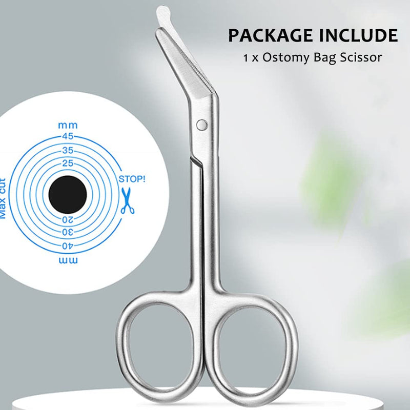 Ostomy Bag Scissor - Stoma Pouch Shear with Blunt Round Tip for Colostomy Ileostomy Care, Stainless Steel, 4.4" L, 1Pcs 1