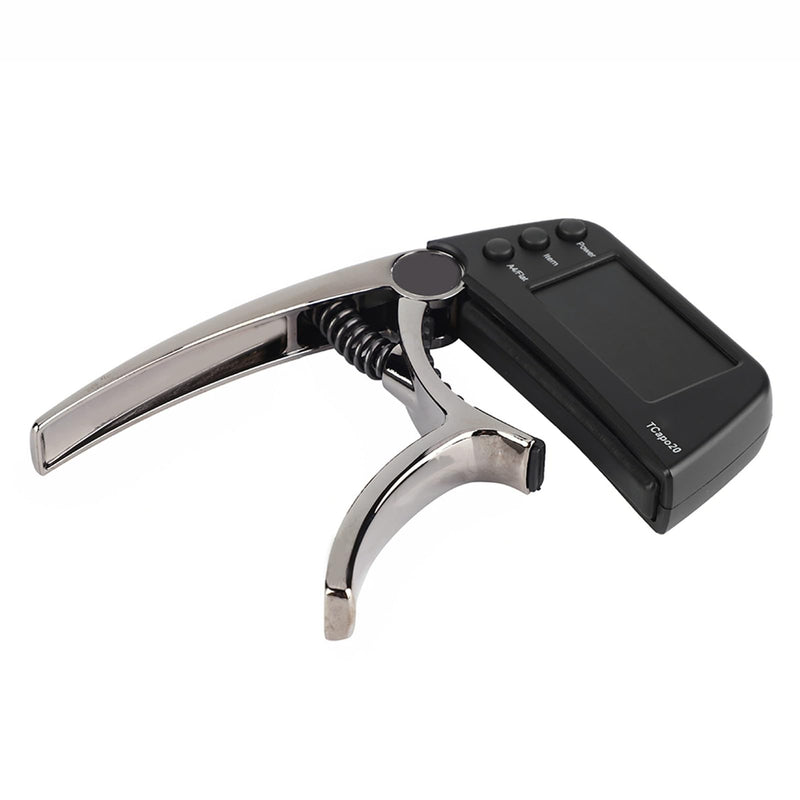 Guitar Capo Tuner, 2 in 1 Clip On Capo with Digital Tuner for Guitar and Bass Zinc Alloy Built in Tuner Chromatic Tuner with LCD Display (Plating bronze) Plating bronze