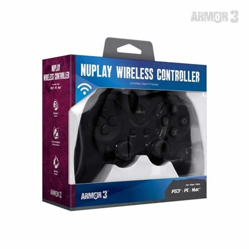 Armor3 NuPlay Wireless Controller for PS3 / Playstation 3 - Black | Gamepad Compatible with PC and Mac via included 3 ft. Mini charging cable