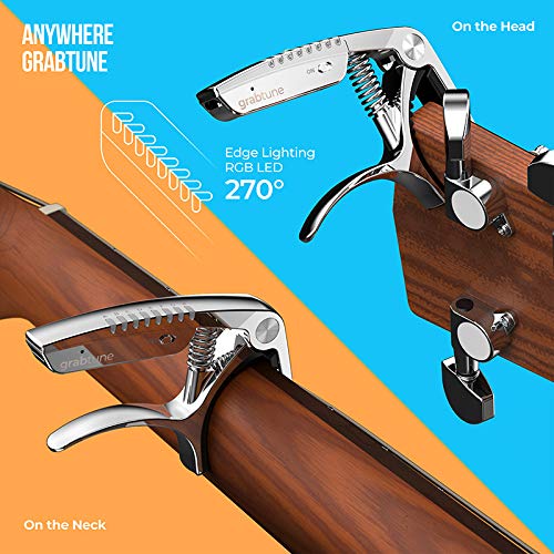 Personality Advanced Capo-Tuner 2-in-1 for Acoustic Guitar with USB Rechargeable Battery/LED Edge Lighting Display Guitar Capo Universal Accessories (Capo-Tuner 2-in-1 Black) Capo-Tuner 2-in-1 Black