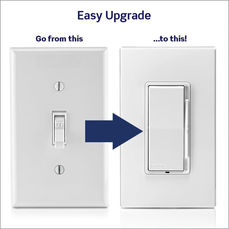 [AUSTRALIA] - Leviton Decora Slide Dimmer Switch for Dimmable LED, Halogen and Incandescent Bulbs, DSL06-1LZ, White with Ivory and Light Almond Faceplates 1 Pack 