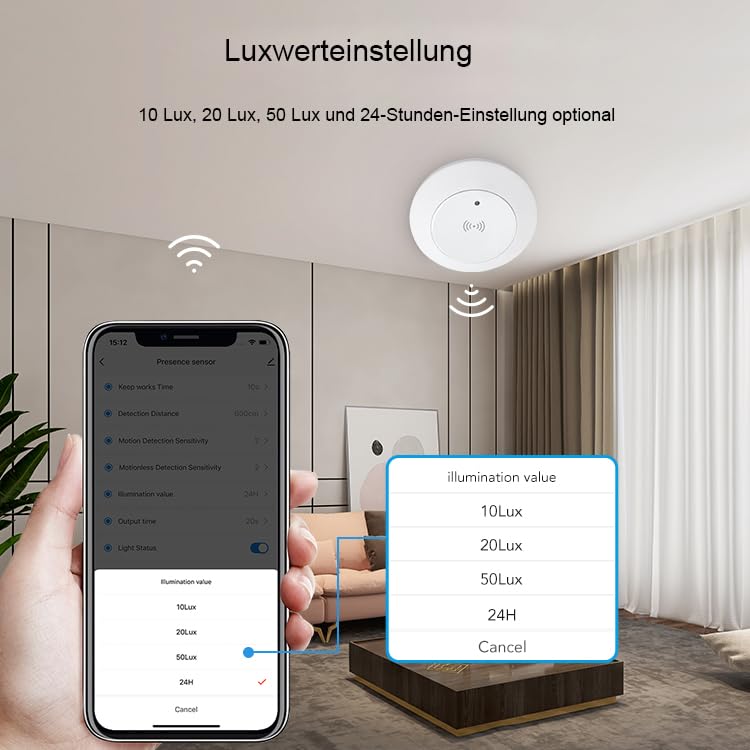 Haozee - Presence Sensor, Zigbee Millimeter Wave Presence Sensor, Intelligent Motion Sensor Light Switch with Auto On/Off, Requires TUYA HUB, Supports Home Assistant