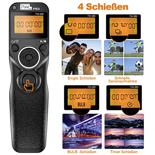 Pixel TW-283/N3 LCD Wireless Shutter Release Timer Remote Control for Canon 7D Series, 5D Series, 50D, 40D, 30D, 10D