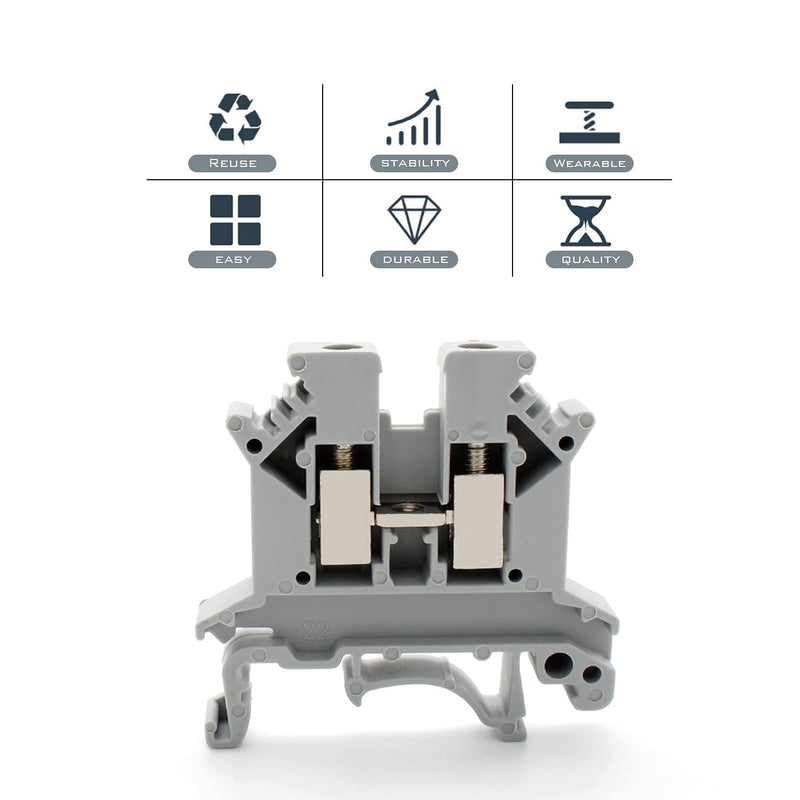 DIN Rail Set, 200 mm DIN Rail Clamps, UK-2.5B Clamp Block, DIN Rail, Terminal Block, Junction Terminal, Control Cabinet Row Terminals, DIN Rail Clamp (1) QL0129a
