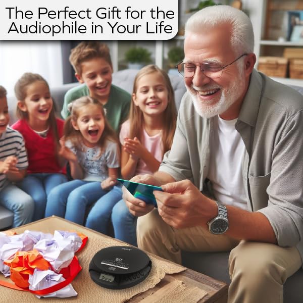 Coby CD Player Portable CD Player with Bluetooth, Earbuds, FM, AUX, MP3 Anti-Skip Compact Discman | Rechargeable, Lightweight CD Player for Car, Home