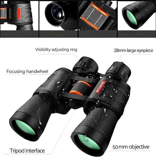 Binoculars 20x50 High Power Binoculars for Adults Night Vision Waterproof and Fog-Proof Includes Multiple Giveaways Suitable for Smartphones Suitable for Birdwatching Stargazing Travelling
