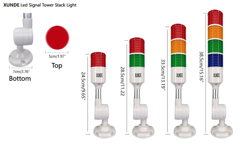 LED Warning Lights XUNDE Industrial Signal Lamp Machine Equipment Indicator Lights, Sound and Light Alarms 24V DC (1-Layer) 1-Layer