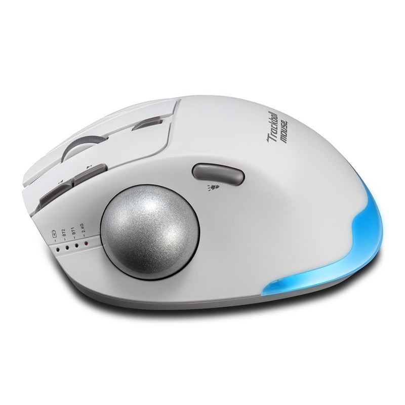 zelotes Trackball Mouse,Rechargeable Wireless Bluetooth Mouse,4800 DPI (5-Level Adjustable), Dual Mode (BT 5.0/3.0 + 2.4G USB Receiver),LED Lighting,Ergonomic Design,for Laptop, PC, Pad (White) White