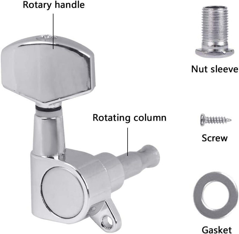 [AUSTRALIA] - Complete 3 String Box Guitar Replacement Part inclued Saddle Bridge Tuning Pegs Keys Control Knobs Strap Locks Screws Washers Chrome silver 