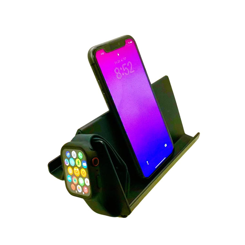 Mobile Cell Phone and Tablet Stand Holder with Audio Enhancement, Dual Docking, Non-Slip Base Pads. Mounts on Desk, Kitchen Counter, Nightstand or Bed. Buy The Stand Get The Turntable Free!