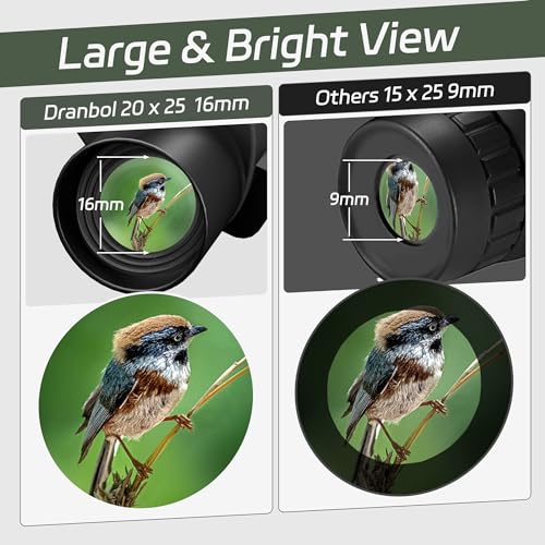 20X25 Small Binoculars for Adults and Kids, Large Eyepiece Binoculars for Bird Watching Easy Focus, Pocket High Powered Opera Glasses for Concert, Cruise Ship, Travel Must Have Binocular2025-Black