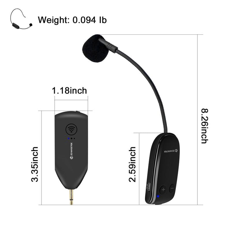 [AUSTRALIA] - ZOWEETEK Wireless Microphone Headset,UHF Headset Mic System,165ft Range,Support Voice Amplifier,PA System,Power Amplifier etc,Suitable for Teacher,Yoga and Fitness Instructor,Training,Lecturers 