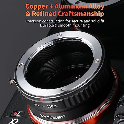 K&F Concept Lens Mount Adapter, Contax/Yashica (C/Y) Lens to Sony Alpha NEX E-Mount Camera C/Y-NEX
