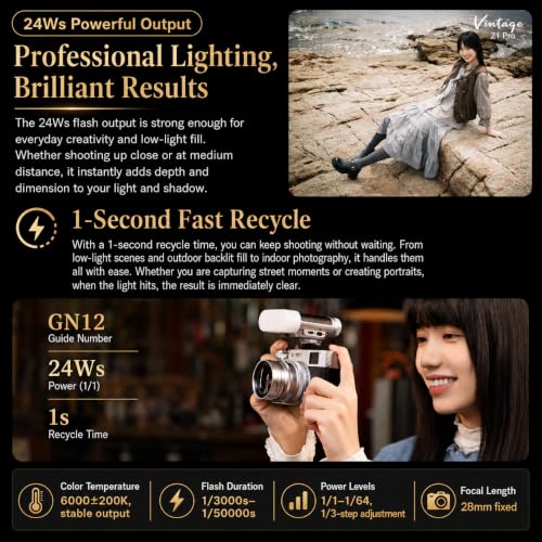 VILTROX Z1 Pro-F TTL Retro Flash for Fujifilm, 1/8000s HSS, 24Ws, GN12 US-Z1 PRO-F