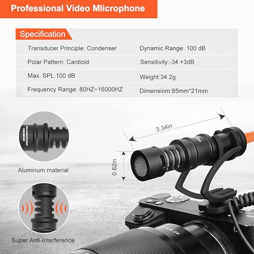 COMICA CVM-VM10II Universal Shotgun Microphone for Camera, iPhone, Android Black