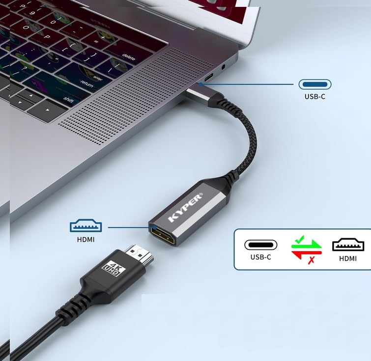 Kyper USKyper-484K USB C to HDMI Adapter 10-Pack 4K@30Hz Type-C to HDMI Cable Compatible with Thunderbolt 3/4 MacBook Pro/Air iPhone 15 Pro Max Dell XPS HP ThinkPad Surface iPad Pro Bulk HDTV