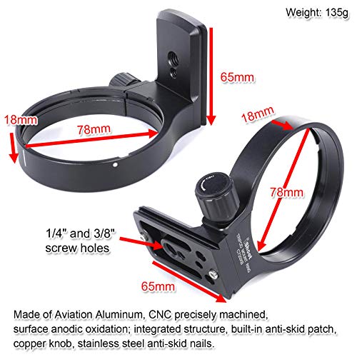 iShoot 78mm Tripod Mount Ring B(W) Lens Collar Support for Canon EF 70-200mm f/2.8L USM/is USM/is II USM/III USM, EF 100-400mm f/4.5-5.6L is USM, EF 35-350mm f/3.5-5.6L USM, EF 300mm f/4L is USM