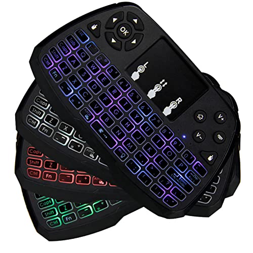 Miritz 2.4GHz Wireless Mini Keyboard with Mouse Touchpad Remote Control, LED Backlit Colorful, USB Liion Battery Charging Black