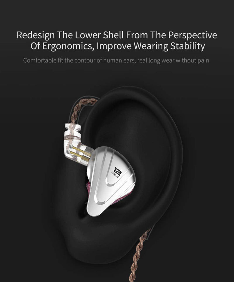 in-Ear Monitors,　KZ ZSX 1DD+5BA Hybrid HiFi Stereo Noise Isolating Sport IEM Earphones/Earbuds/Headphones with Detachable Cable, Computer (Without MIC, Black) Without MIC