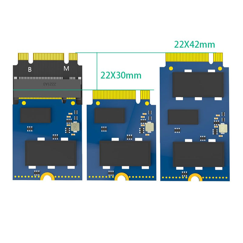 JMT M.2 NVME M-Key B+M 2230 to 2242 SATA-Bus SSD Extension Adapter Card Compatible with ThinkPad X270 X280 T470 T480 L480 T580 Serials (2230 to 2242)