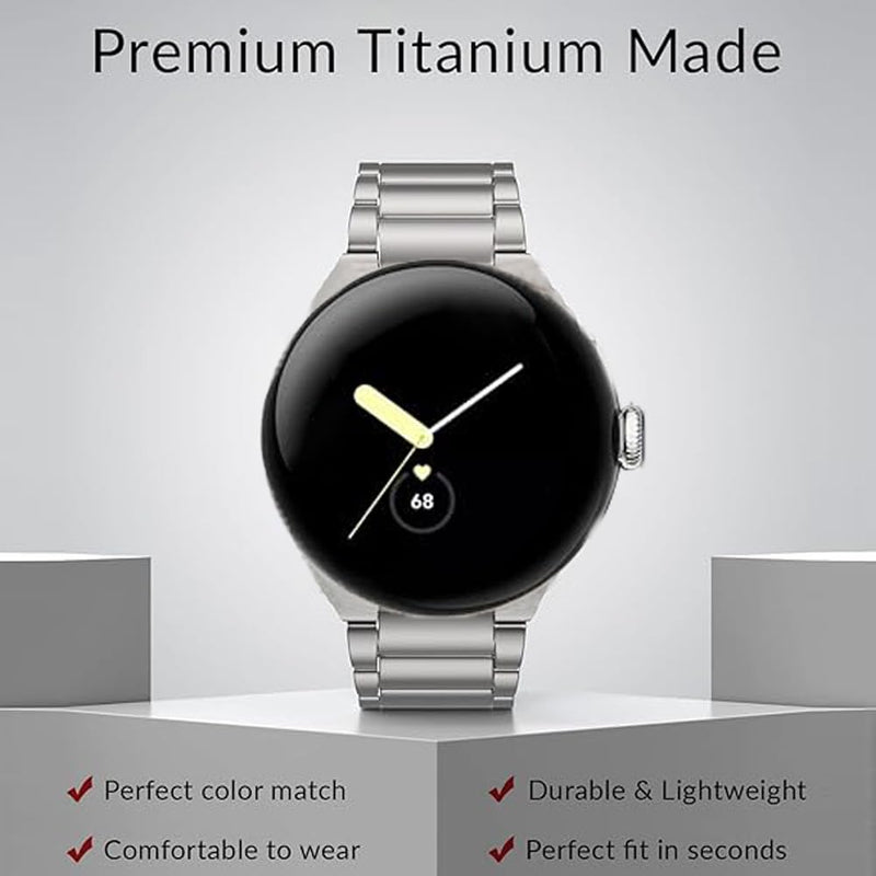Titanium Band Compatible for Google Pixel Watch 5/4/3 45mm Bands,Titanium Metal Strap for Pixel Watch 5/4/3/2/1 41mm Accessory Replacement for Men silver