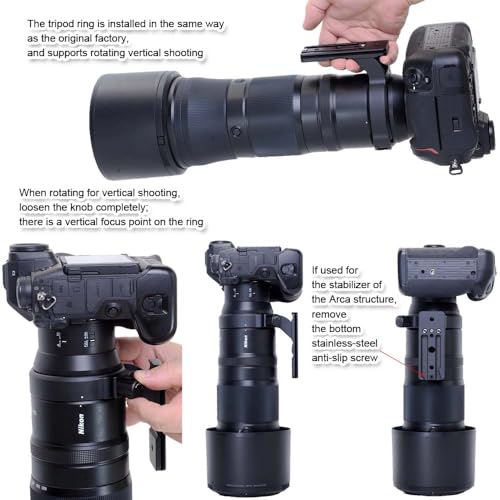 Tripod Mount Ring Lens Collar Compatible with Nikon Nikkor Z 180-600mm F5.6-6.3 VR, Lens Support Holder Bracket Bottom Arca-Swiss Fit Quick Release Plate for Arca Clamp Head & Stabilizer