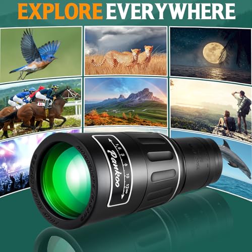 Pankoo 16X52 High Powered Monocular Telescope for Adults - Power Prism, Compact HD Scope, Perfect for Gifts, Hiking, Concert, Travelling & Bird Watching
