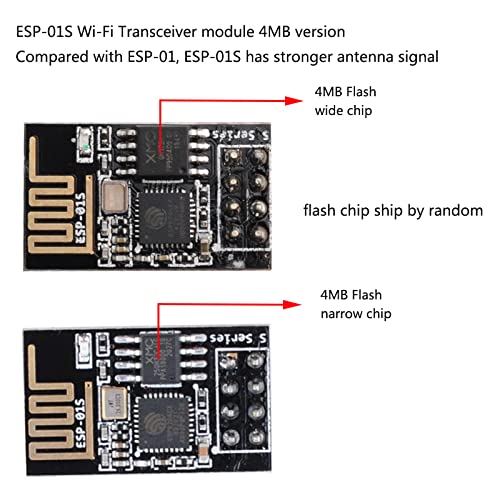 ESP8266 ESP-01S WiFi Wireless Serial Transceiver Module 4MB Flash 3.3V Wi-Fi Module Compatible with Ar-duino IDE (5) 5 esp-01s