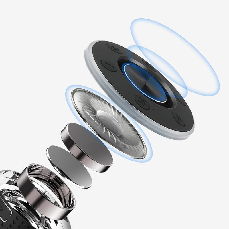 [AUSTRALIA] - Bluetooth Shower Speaker, Portable Speaker Bluetooth 5.3 with Suction Cup, Wireless Speakers Waterproof IP7, RGB Lights, Built-in Mic, Small Speakers for Bathroom, Party, Beach, Pool 2025 new, Black 