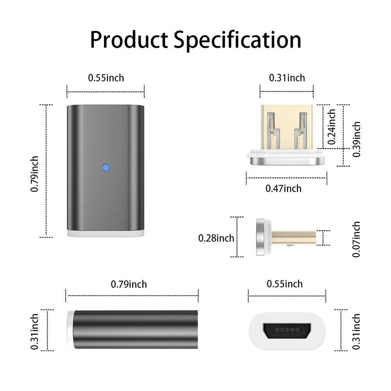 NetDot Gen10 Magnetic Micro USB to Micro USB Adapter Converter(3 Pack Black) 3