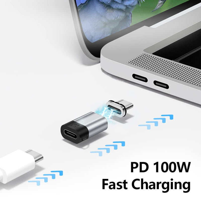 Magnetic USB C Adapter Straight 24 Pin Mini Magnetic USB C Adapter Connector 2 Pack 100W PD Fast Charge 20Gbs Data Transfer USB3.1 magnetic usb c adapter straight 2