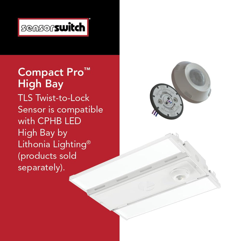 Sensor Switch Twist-to-Lock Motion Sensor, Easy to Install Daylight and Motion Detector for Lithonia Lighting Compact Pro Family Luminaires, Photocell and PIR Detection IP66 Rated, White (TLS WH) Sensor (White)